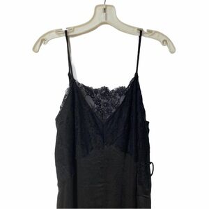 Lush Jumpsuit Black Lace Satin Adjustable Straps Wide Leg Women's  Medium